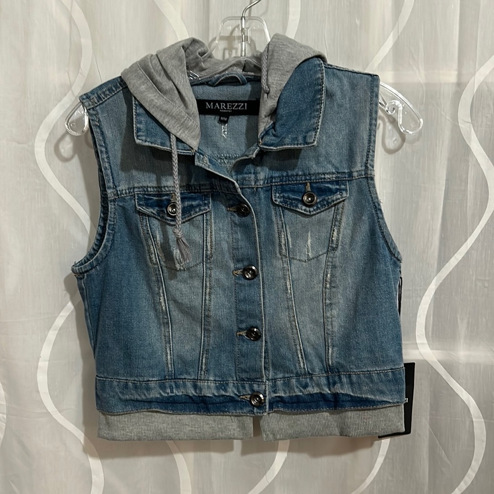 Marezzi, Denim Vest Hoodie, Size Medium